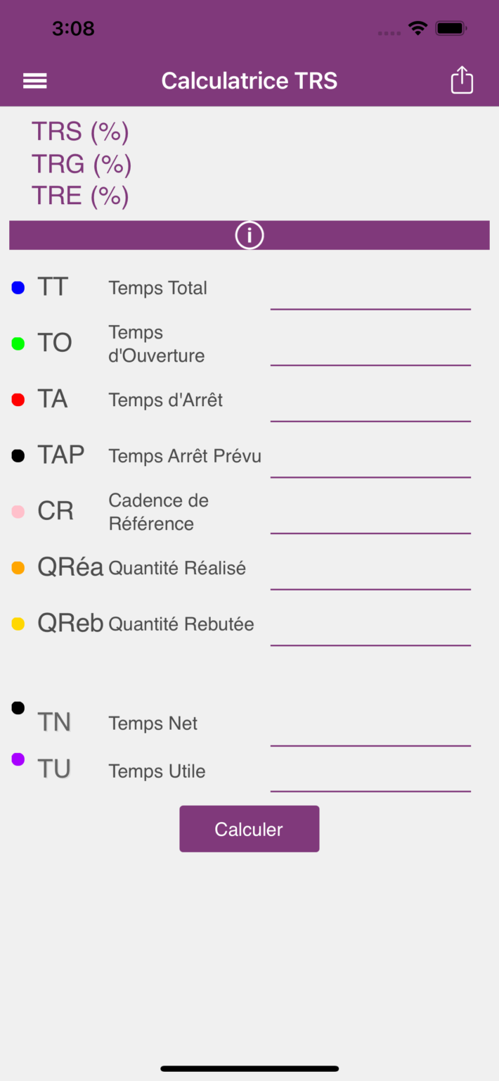 Application mobile Calculatrice TRS par isiTecc